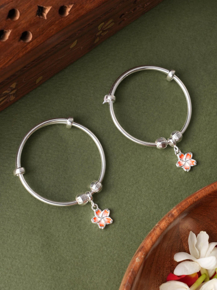 Pink Flower Charm  Bangle