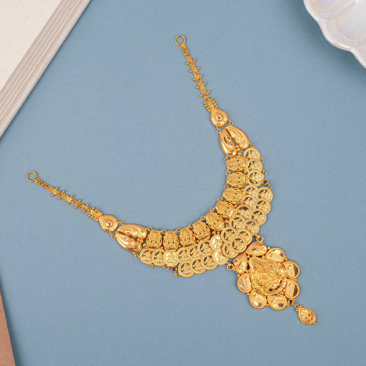 Heritage Dual Layer Gold Coin Drops Pendant Necklace
