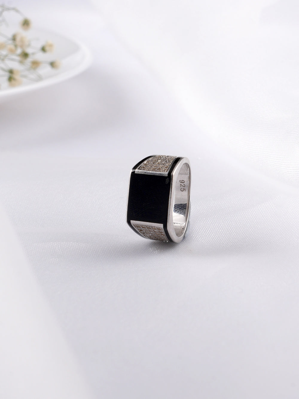 Black  rectangular Onyx Ring