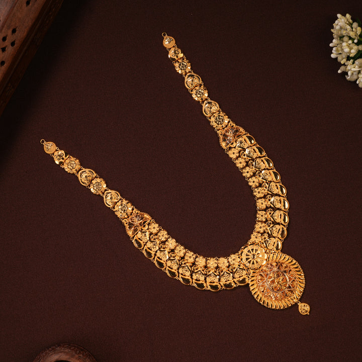 Traditional Blossom Floral Heart Design Gold Haram