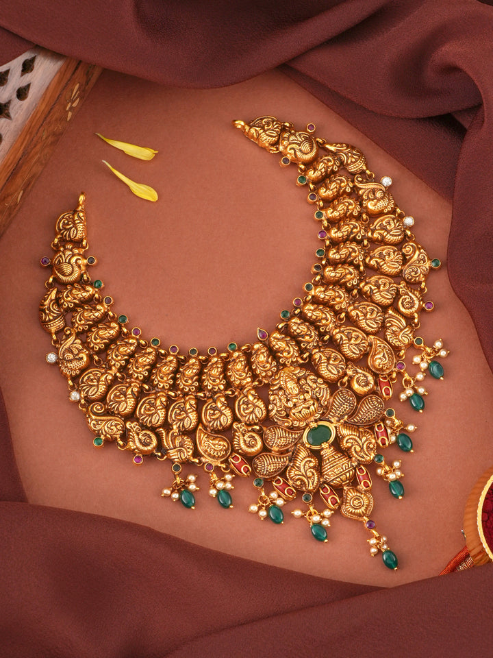 Grand Lakshmi with Peacock Heritage Necklac