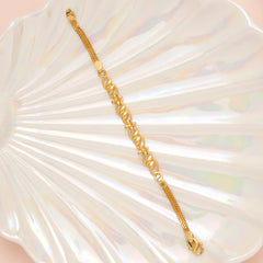 Elegant Floral and Leaf Gold Bracelet for Women