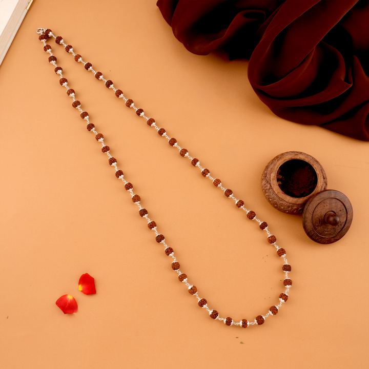 Elegant Rudraksha Silver Malai
