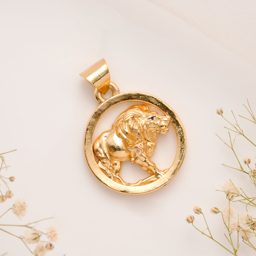 Round Shape Golden Lion Pendant