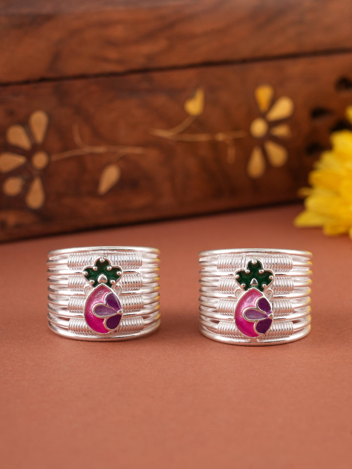 Floral Enamel Spring Silver Metti