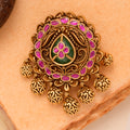 Blossom Floral Pattern Golden Kundan Pendant