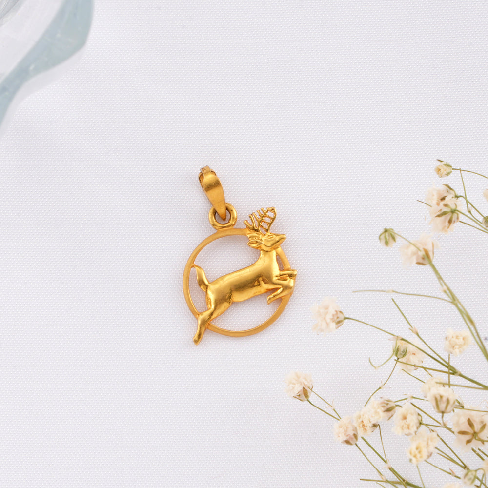 Gold Deer Running Pendant