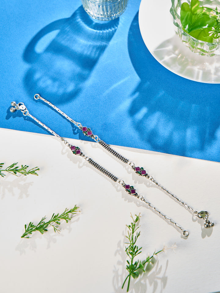 Ruby Crown Vine Antique Anklet