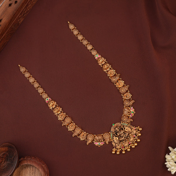 Traditional Gold Antique Lakshmi with Peacock Haram