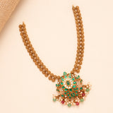 Heritage Emerald with Multi Colour Bead Drops Golden Necklace