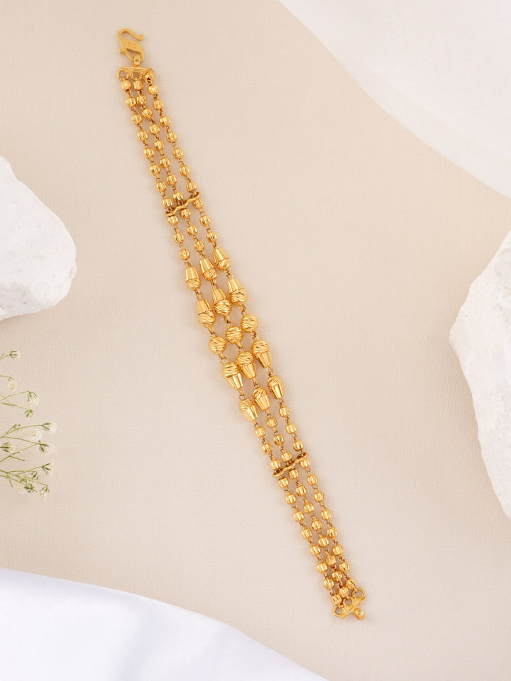Triple Layer Ball Fancy Gold Bracelet