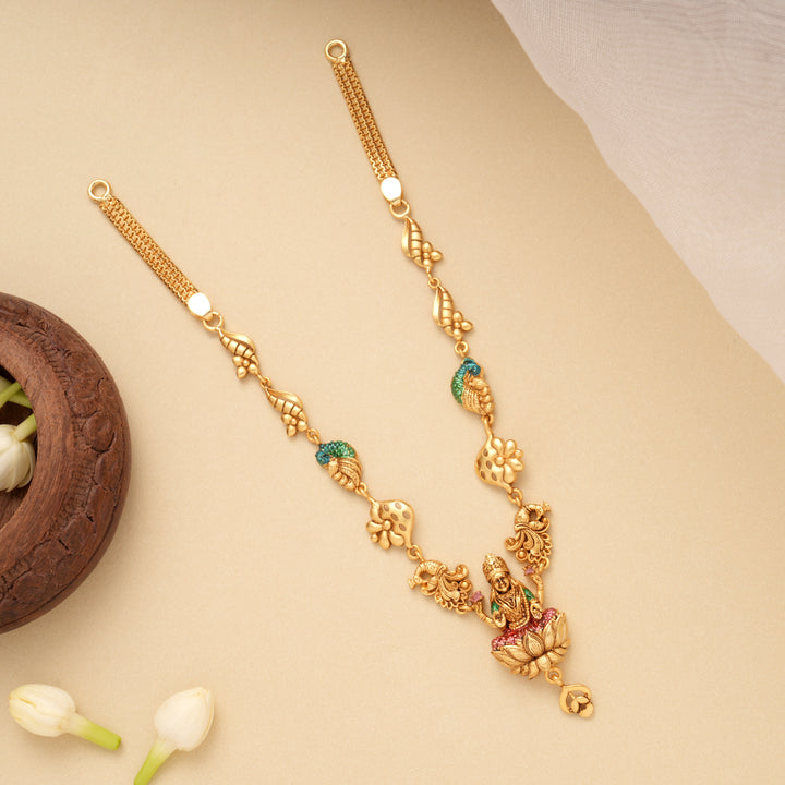 Divine Lakshmi Minimal Casting Golden Necklace