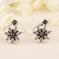 Halo Emerald with Floral Silver Toe Ring