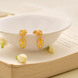 Classic Leaf Pattern Golden Earring