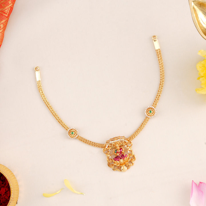 Traditional Gold-Plated Lakshmi Pendant Necklace