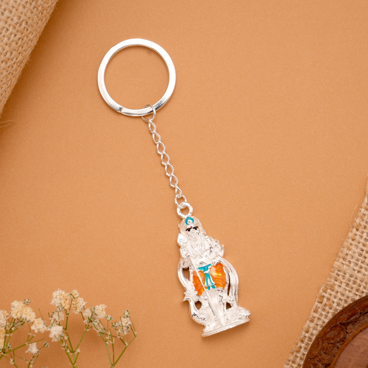 Divine Lord Murugan Silver Key Chain