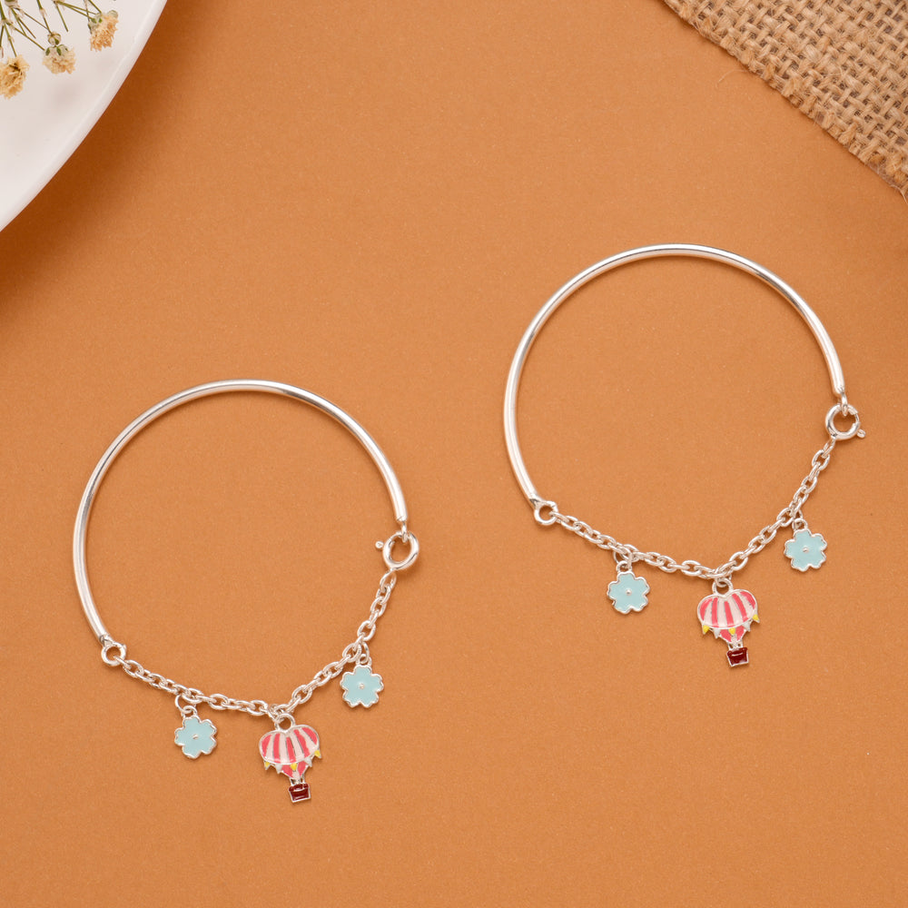 Charm Hot Air Balloon Silver Baby Bangle