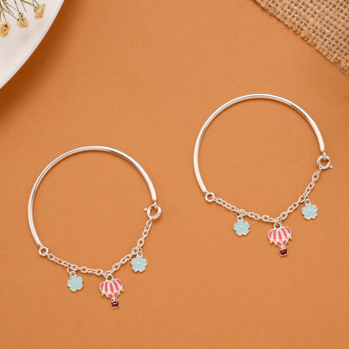 Charm Hot Air Balloon Silver Baby Bangle