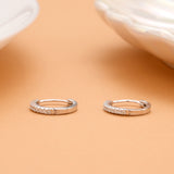 Crystal Line Silver Hoop Earrings