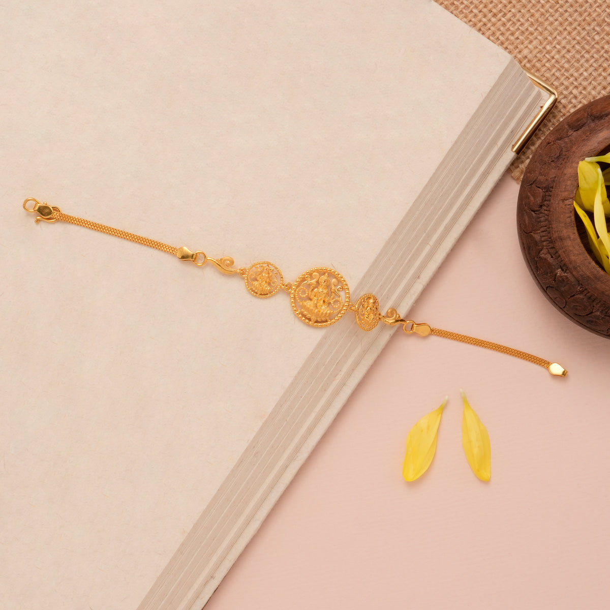 Traditional Lakshmi Gold Casting Bracelet