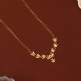 Gold Butterfly Necklace with Ring Link Chain