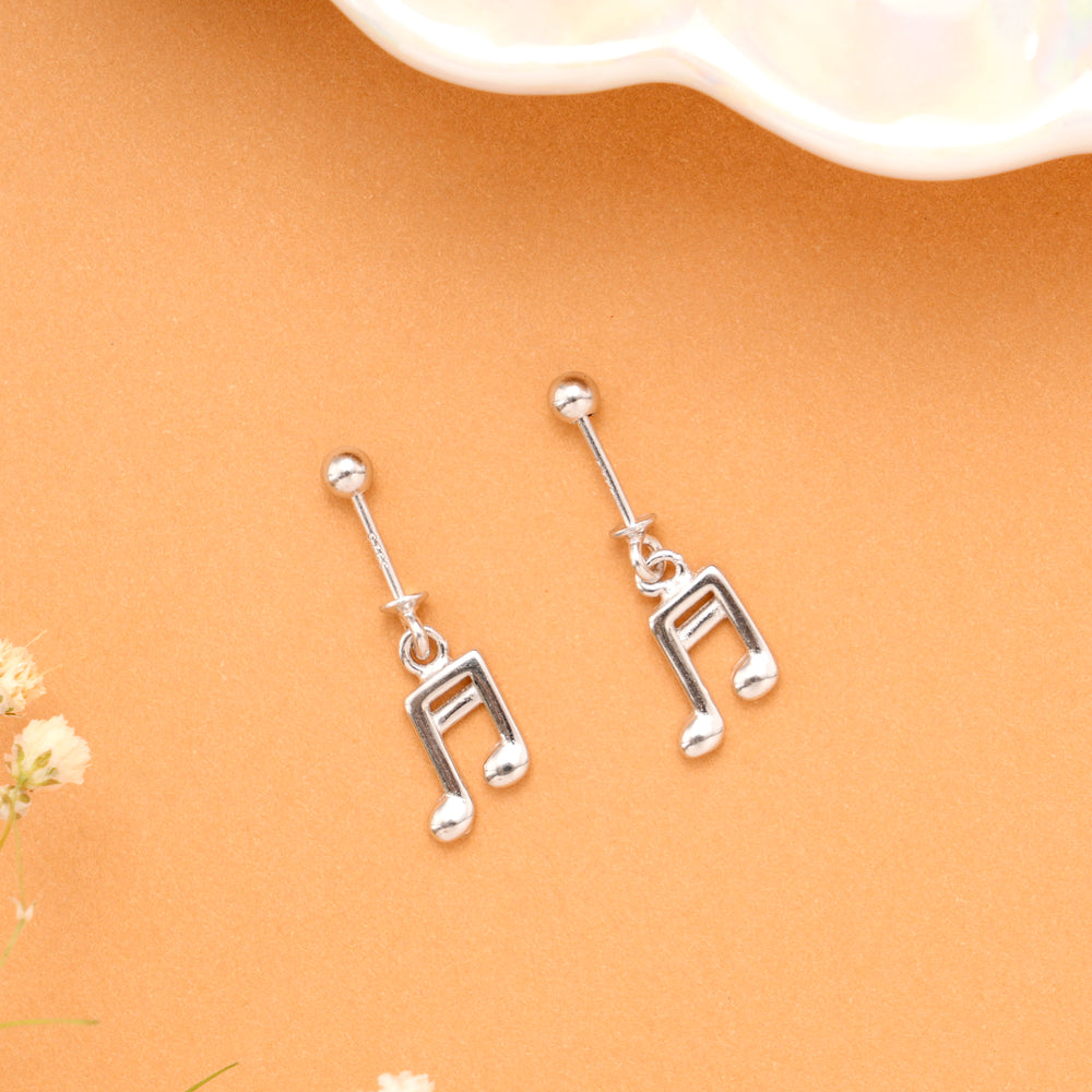 Melody Note Silver Drop Koppu Earrings