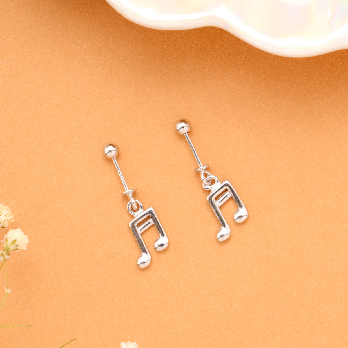 Melody Note Silver Drop Koppu Earrings