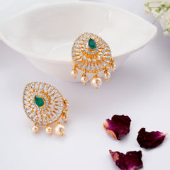 Sparkling Leaf Emerald Swarovski Earring