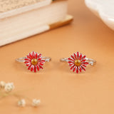 Beautiful Red Sunflower Silver Fancy Metti