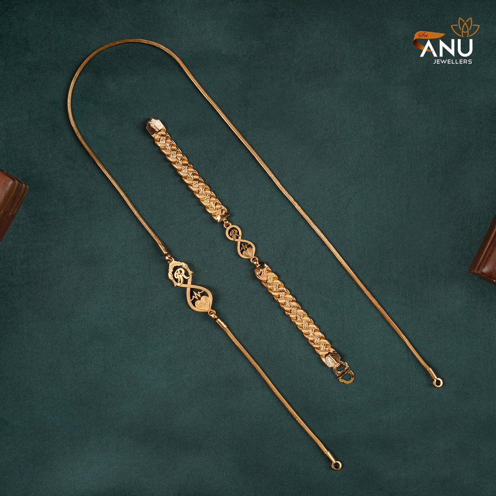 Couples Heart Infinity Mugappu Chain and Bracelet