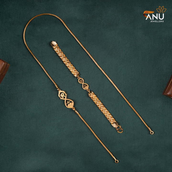 Couples Heart Infinity Mugappu Chain and Bracelet