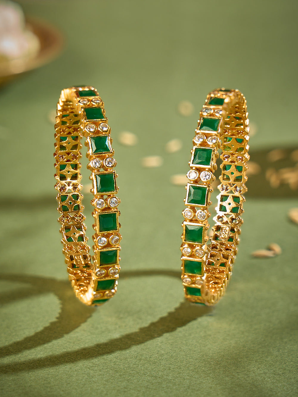 Zehra Emerald Golden Bangle