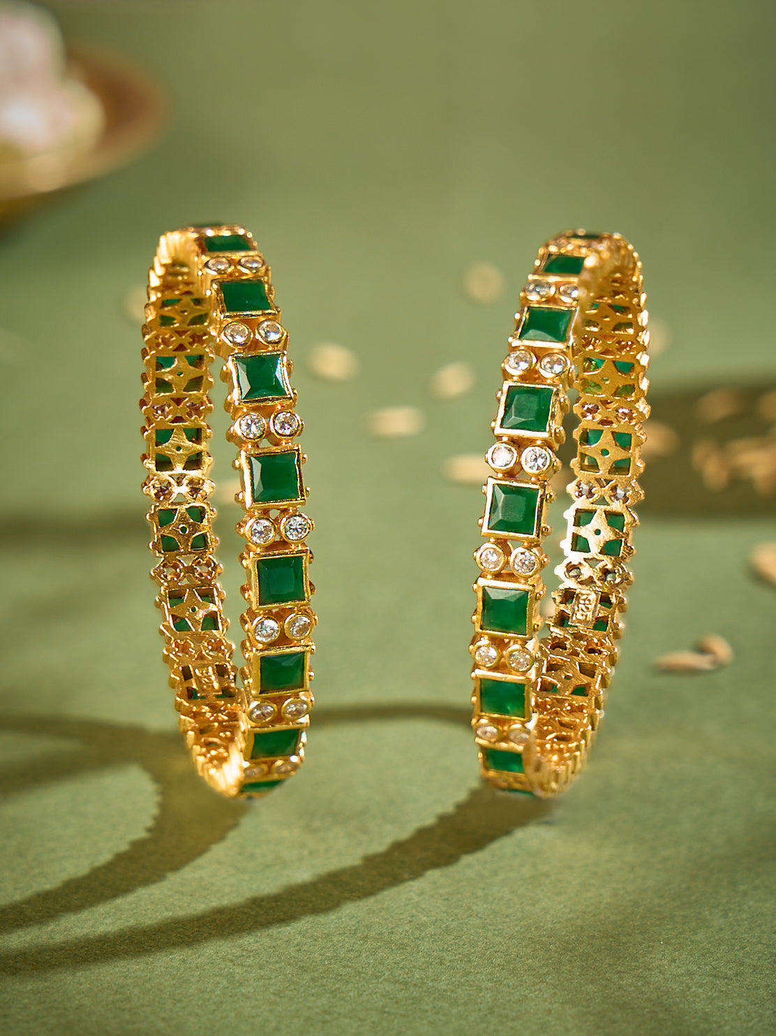 Zehra Emerald Golden Bangle
