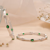 Green Leaf Shape Silver Bangle