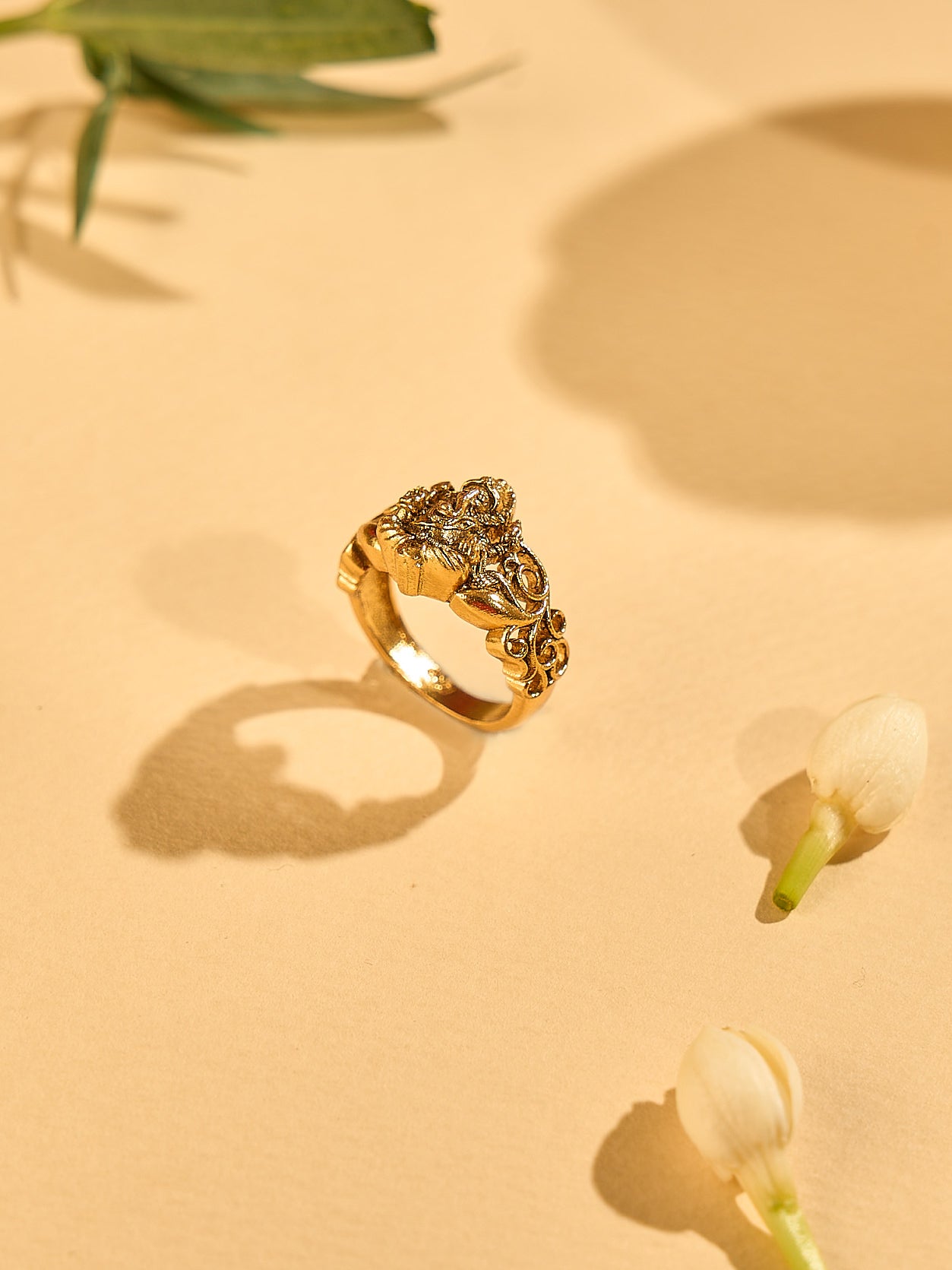 Traditional Vinayaka Bloom Gold Ring | Sri Anu Jewellers