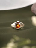 Gemstone  Hessonite Silver Ring