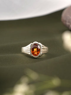 Gemstone  Hessonite Silver Ring