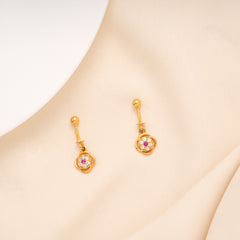 Pink with White Stone Floral Golden Koppu