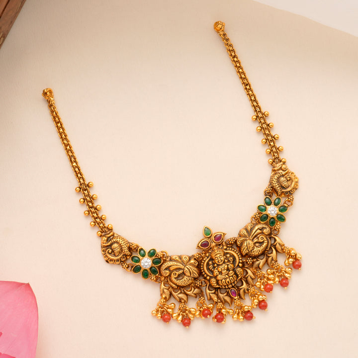 Antique Gold-Plated Lakshmi Necklace