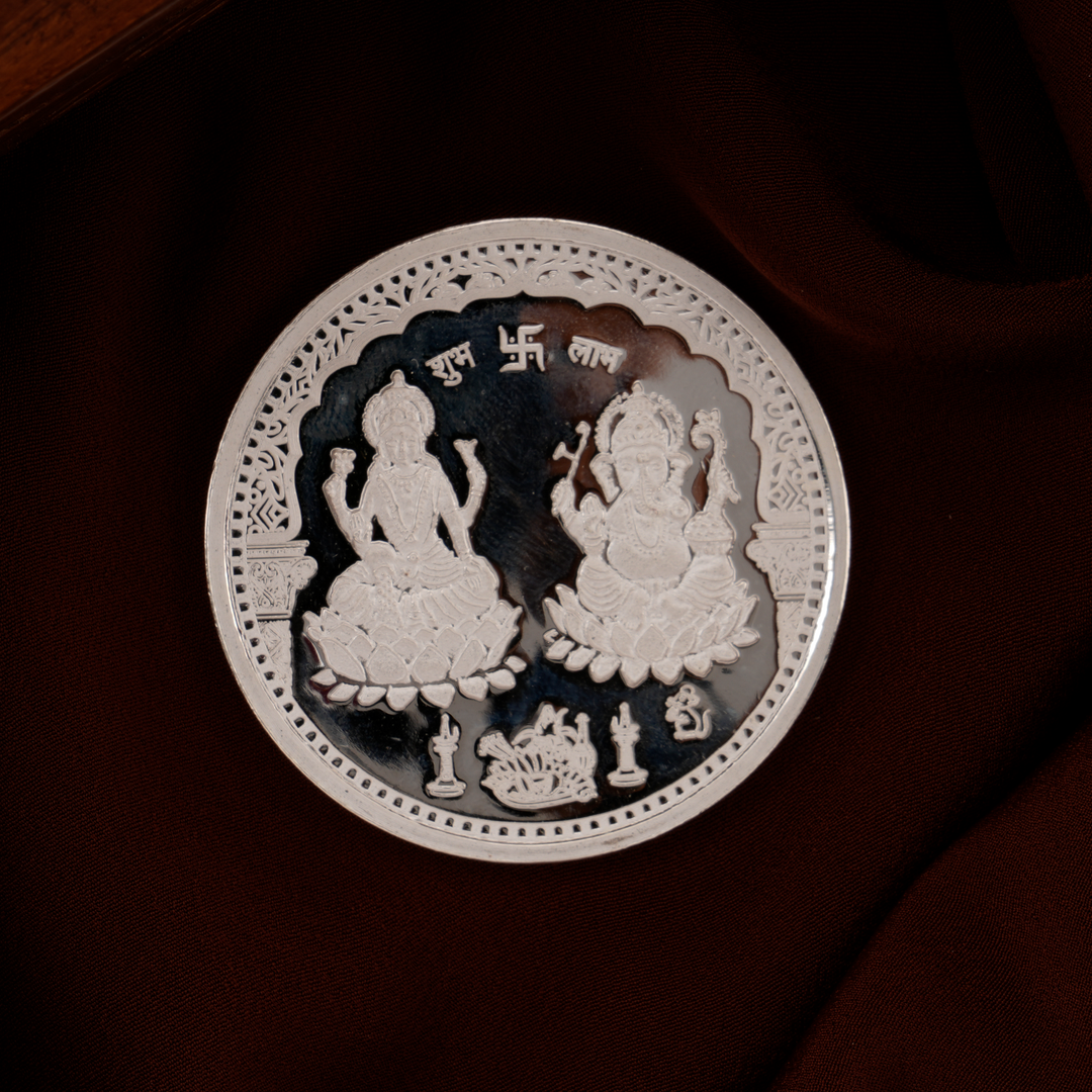 Lakshmi - Ganesh 50 Gram Silver Coin