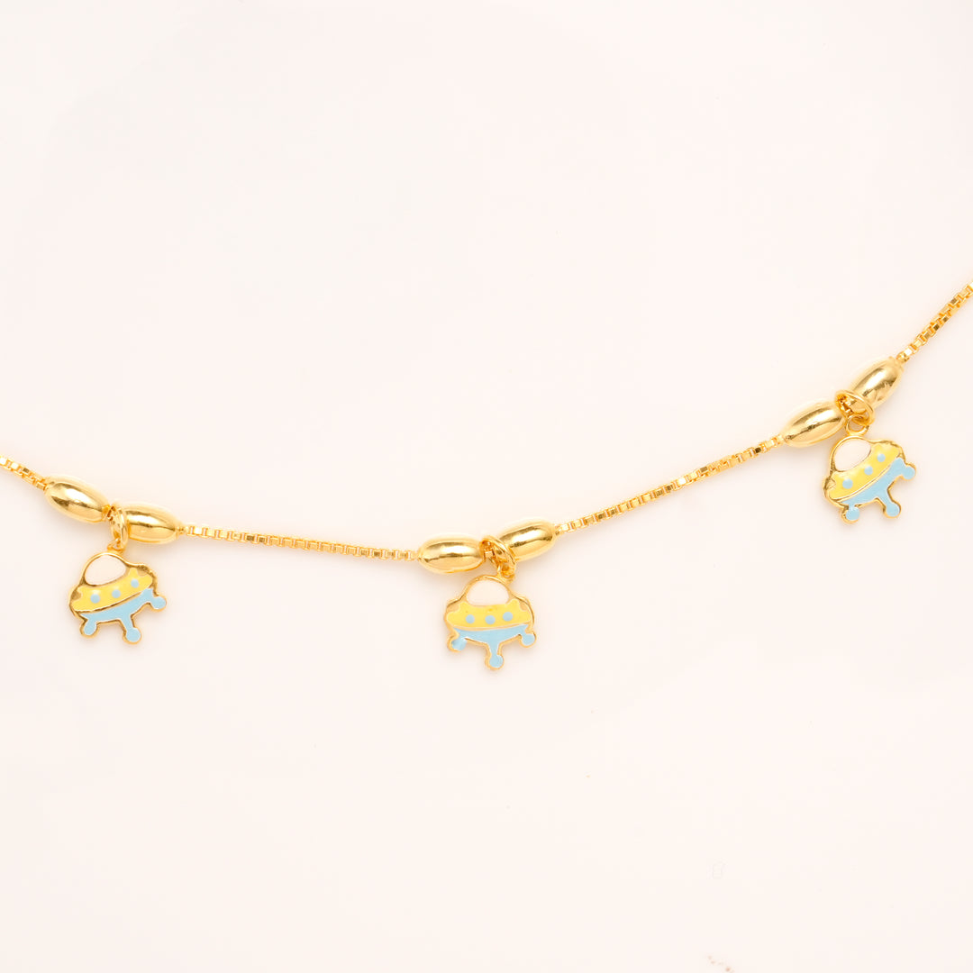 Spaceship Charm Golden Plated Bracelet