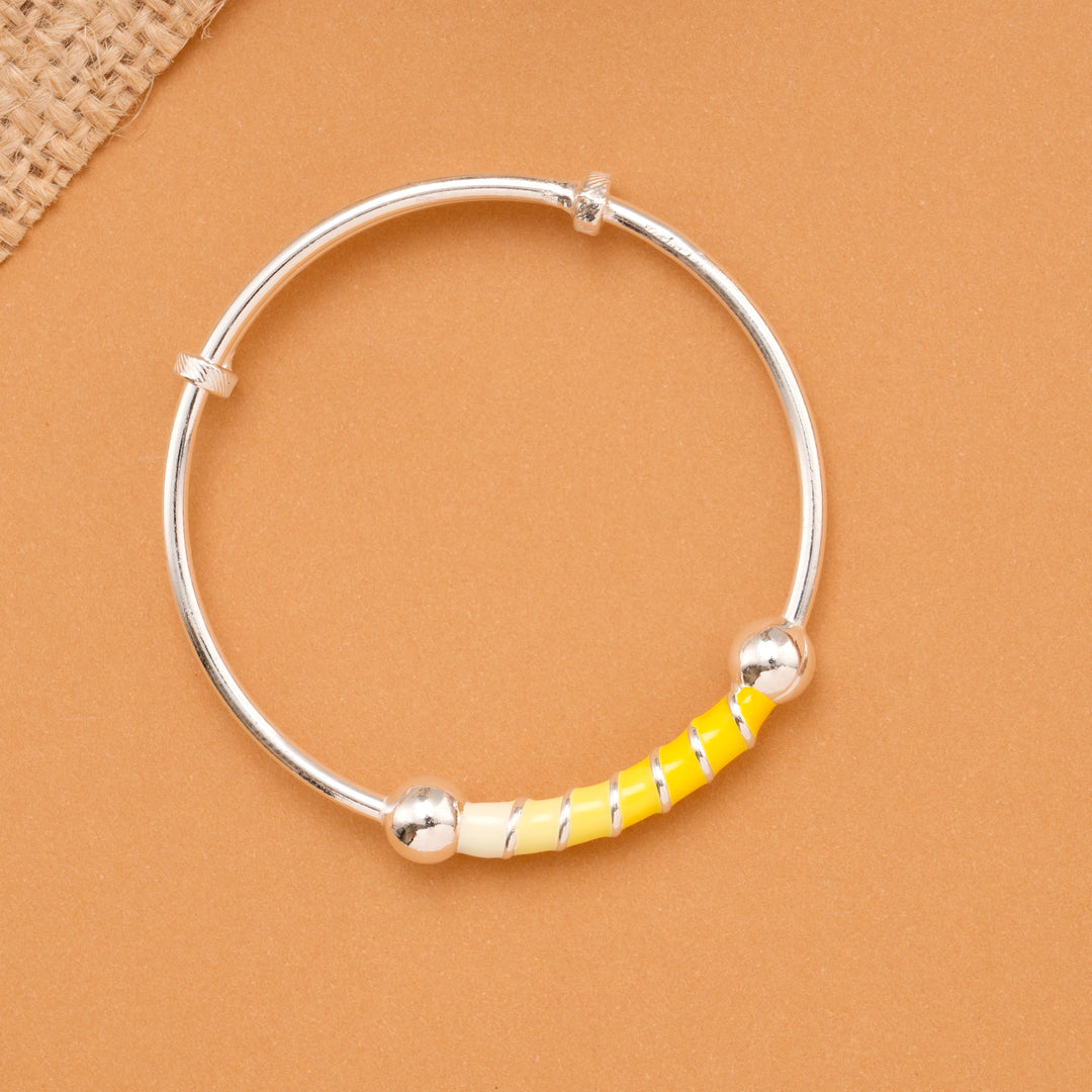 Yellow Enamel Bead Baby Silver Bangle