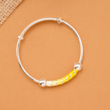 Yellow Enamel Bead Baby Silver Bangle