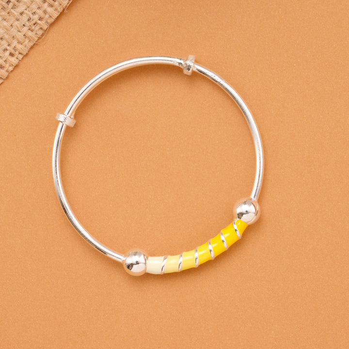 Yellow Enamel Bead Baby Silver Bangle
