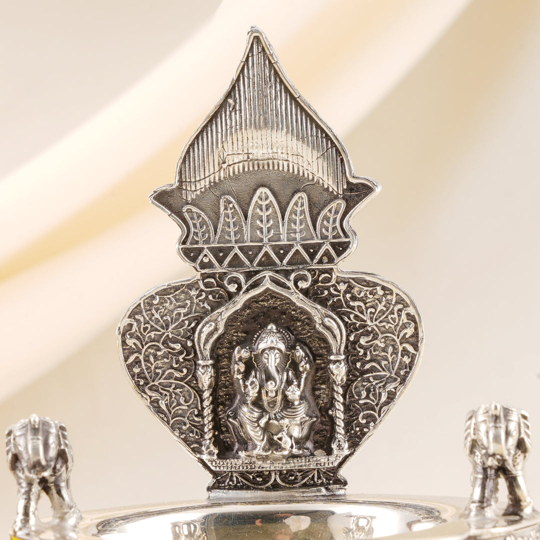 Antique Silver Ganesh Vilakku