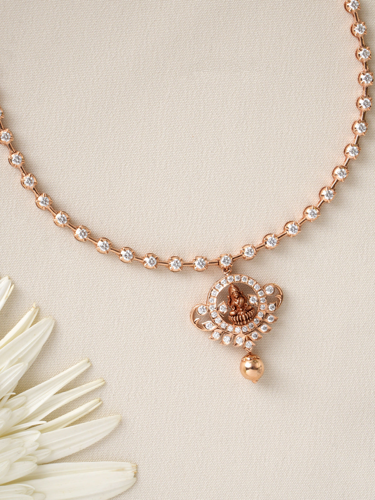 Lakshmi Pendant with Diamond Necklace