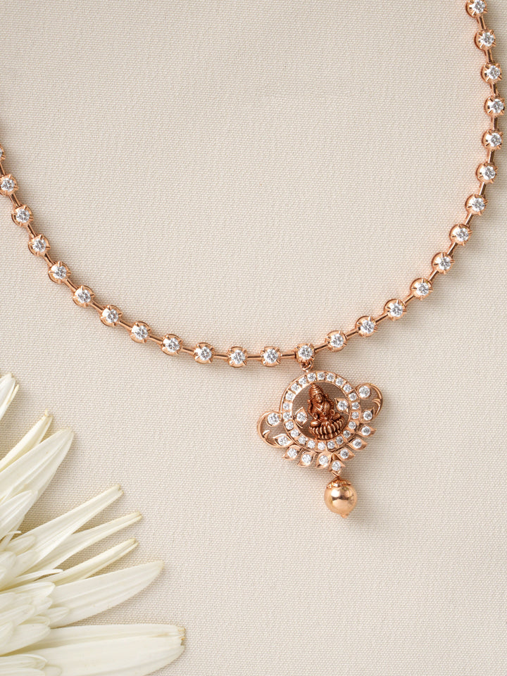 Lakshmi Pendant with Diamond Necklace
