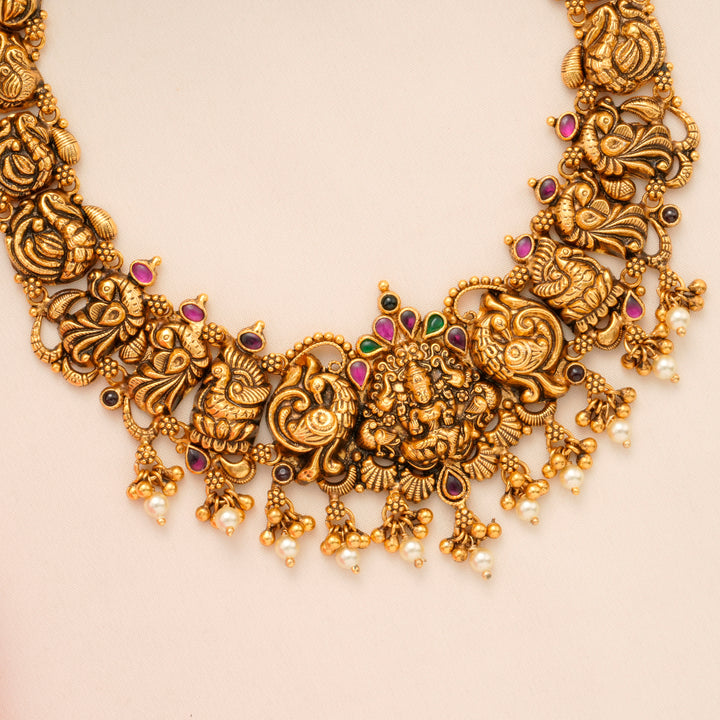 Pearl Drop Antique Lakshmi Necklace