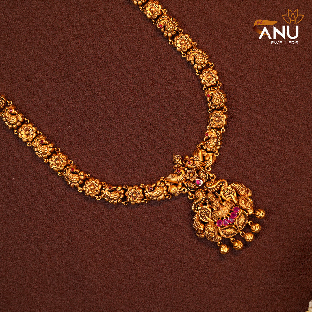 Antique Lakshmi Peacock Ruby Gold Haram