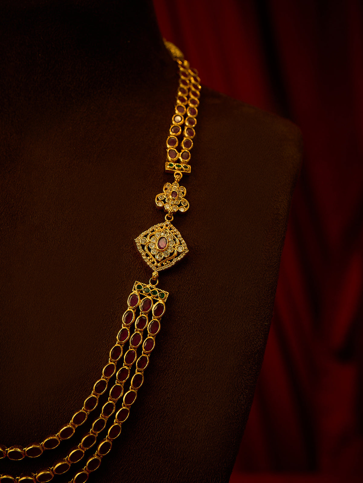 Veenu Ruby Two Layered Necklace
